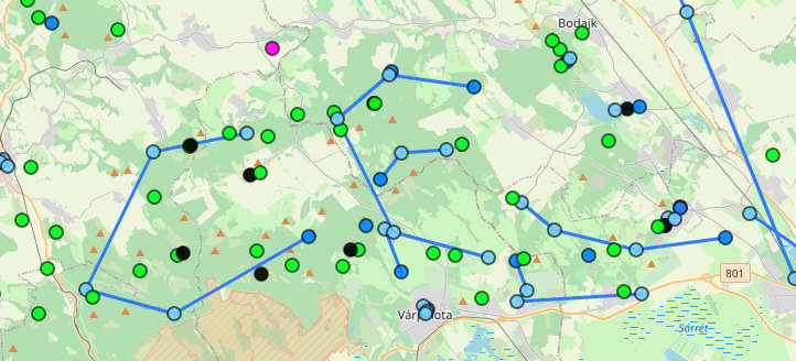 geocaches with multiple points connected to each other
